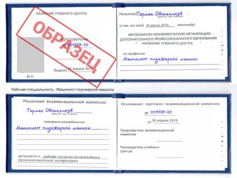 Обучение Машинист плунжерной машины