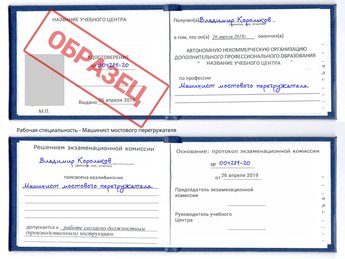 Обучение Машинист мостового перегружателя