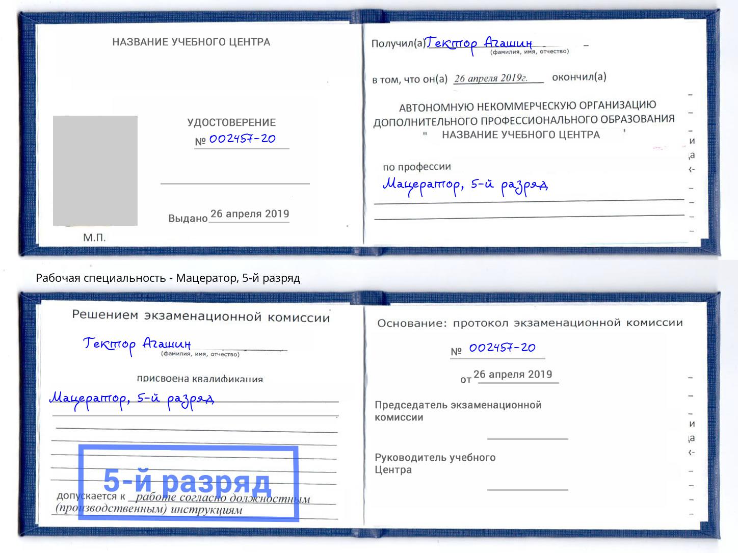 корочка 5-й разряд Мацератор Назарово