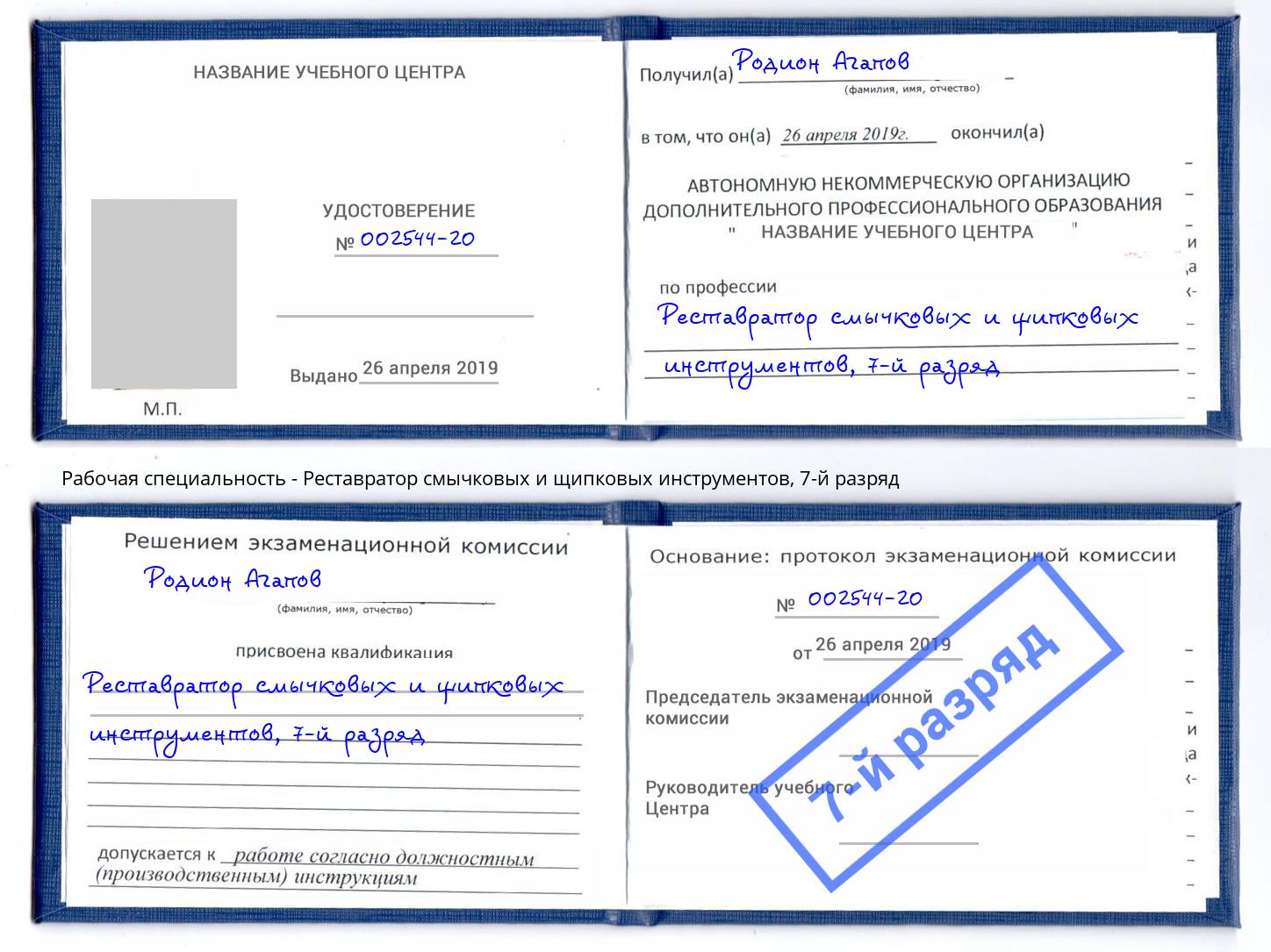 корочка 7-й разряд Реставратор смычковых и щипковых инструментов Назарово