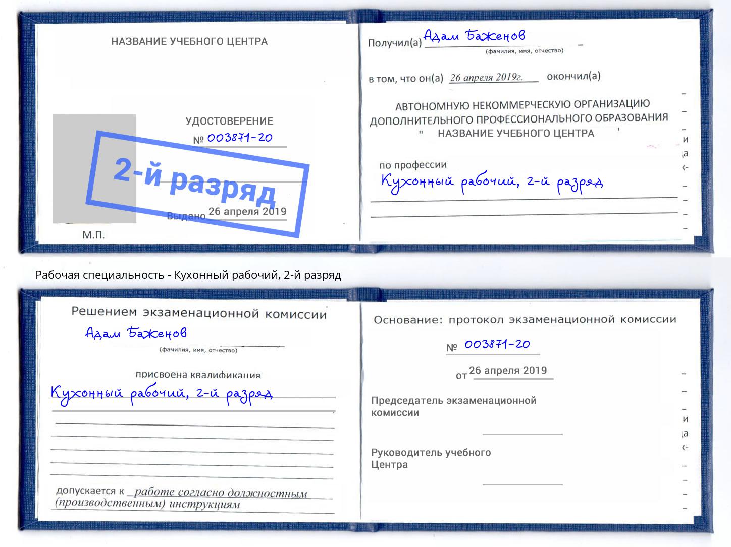 корочка 2-й разряд Кухонный рабочий Назарово